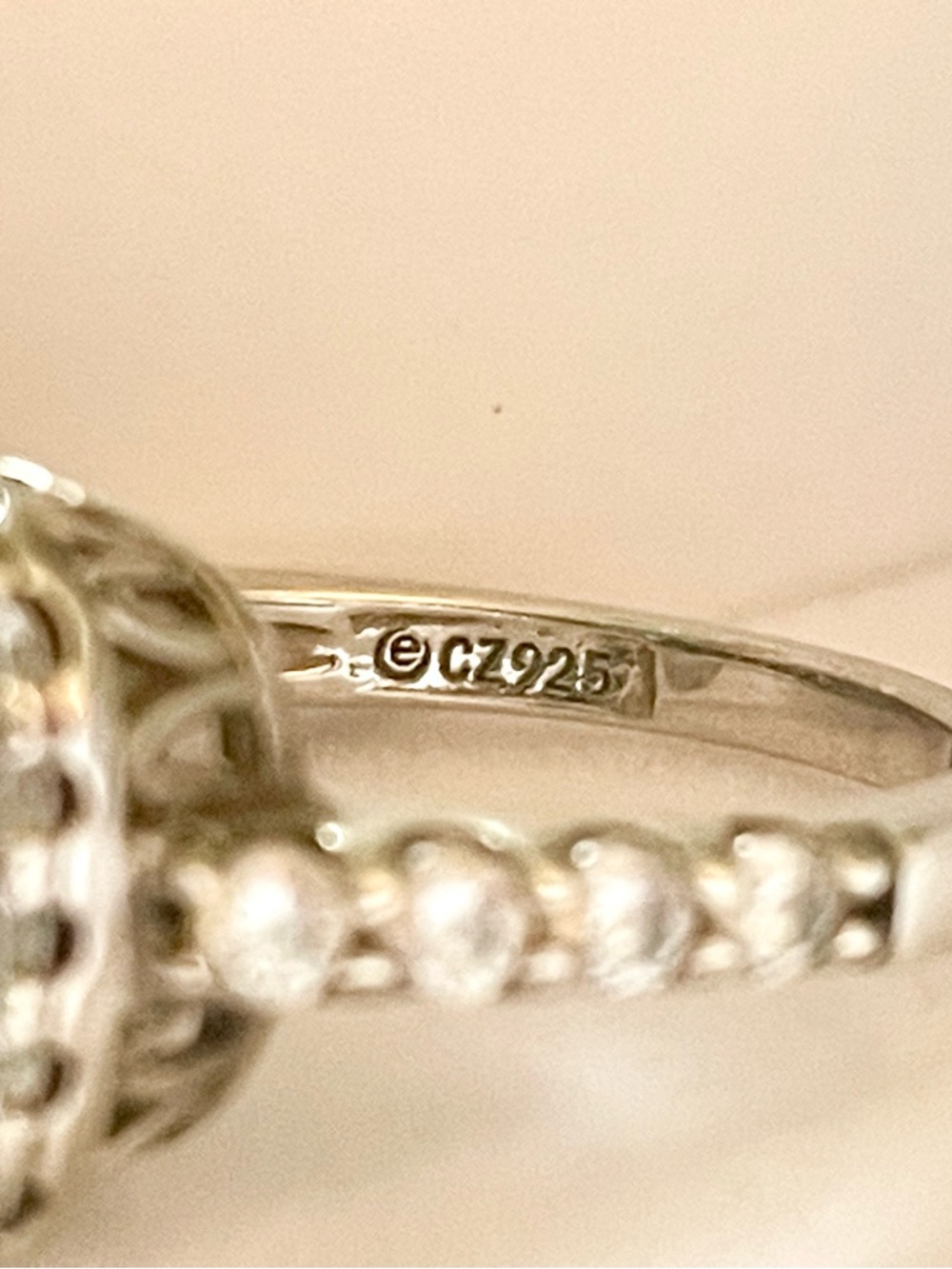925 Sterling Silver Electric Blue Zircon Halo Ring QVC Size: 5 - Picture 6 of 8